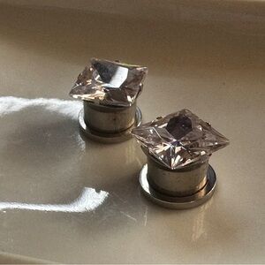Square Crystal Plug Earrings